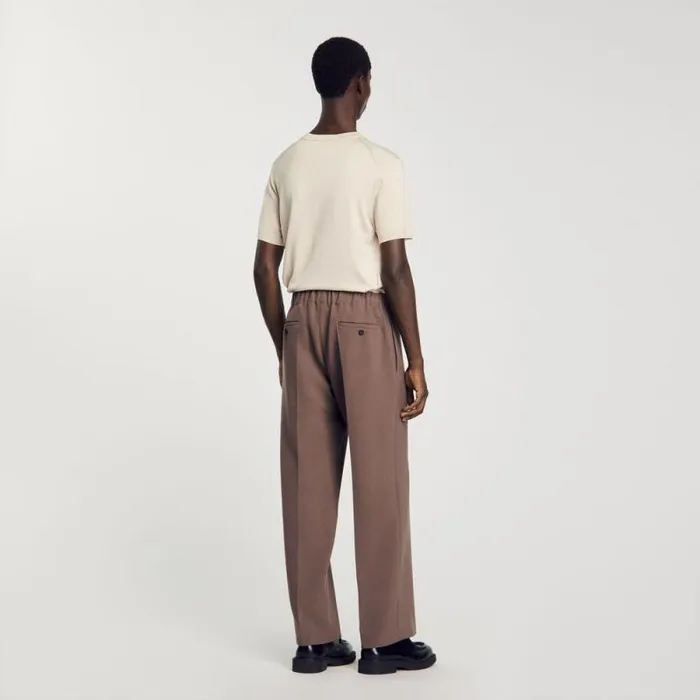 Pants and Shorts Men SANDRO Wideleg Pants Taupe