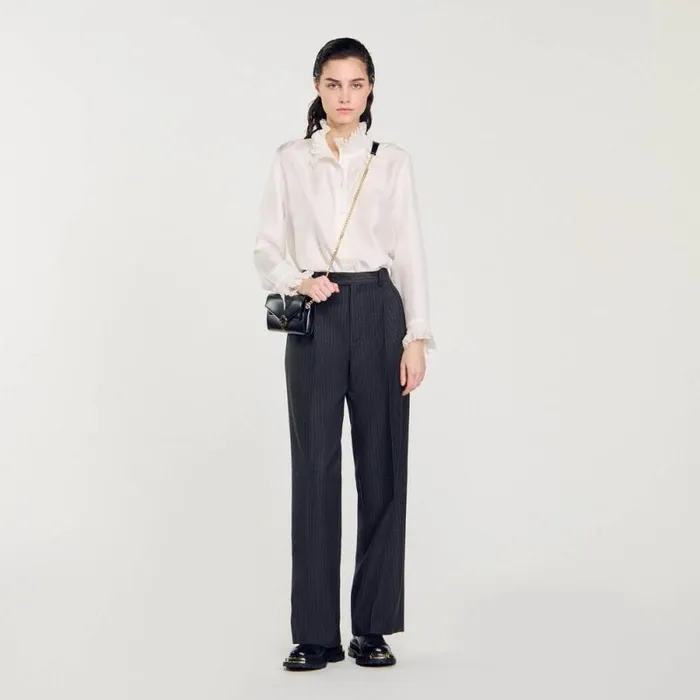 Pants and Shorts Women SANDRO Wool Pants Grey