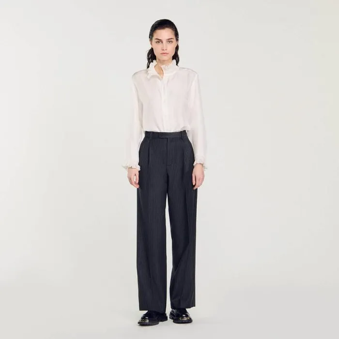 Pants and Shorts Women SANDRO Wool Pants Grey