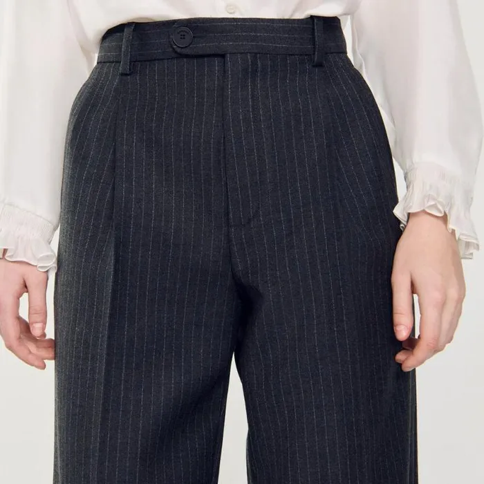 Pants and Shorts Women SANDRO Wool Pants Grey