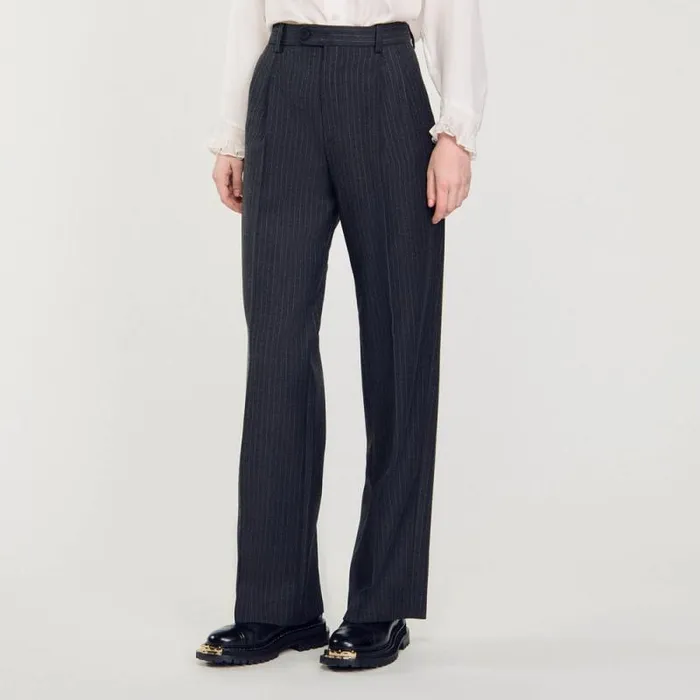 Pants and Shorts Women SANDRO Wool Pants Grey