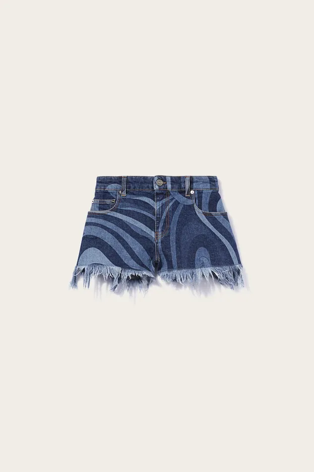 Pants And Shorts Women PUCCI MarmoPrint Denim Shorts