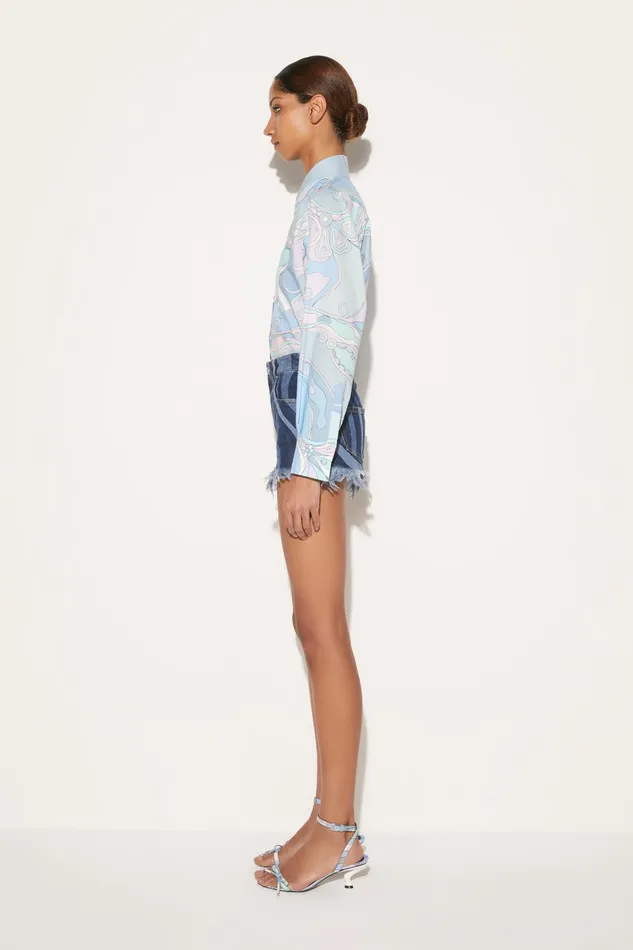 Pants And Shorts Women PUCCI MarmoPrint Denim Shorts