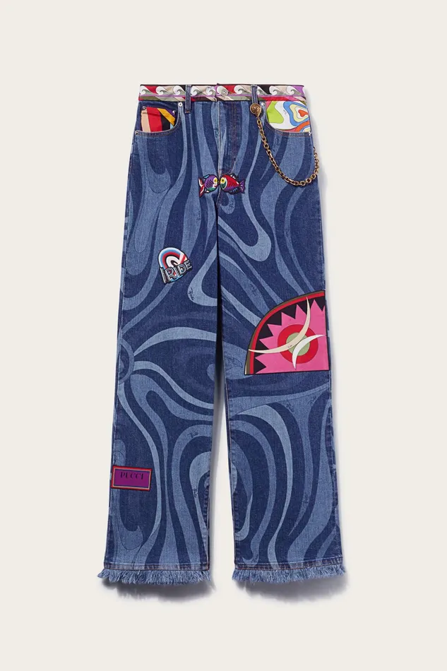 Pants And Shorts Women PUCCI MarmoPrint Embellished Jeans
