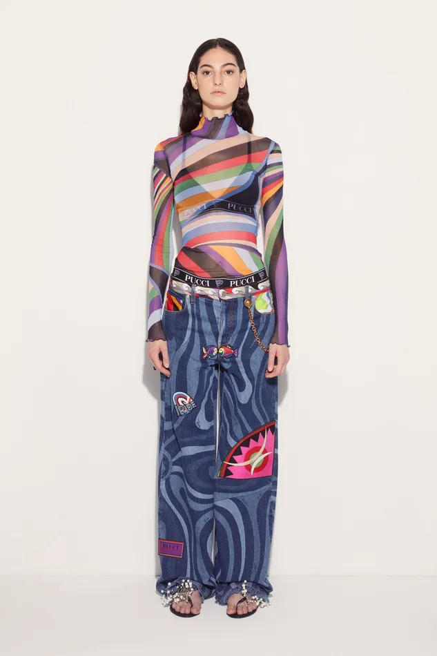 Pants And Shorts Women PUCCI MarmoPrint Embellished Jeans