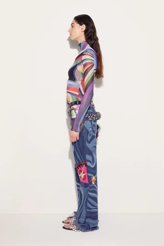 Pants And Shorts Women PUCCI MarmoPrint Embellished Jeans