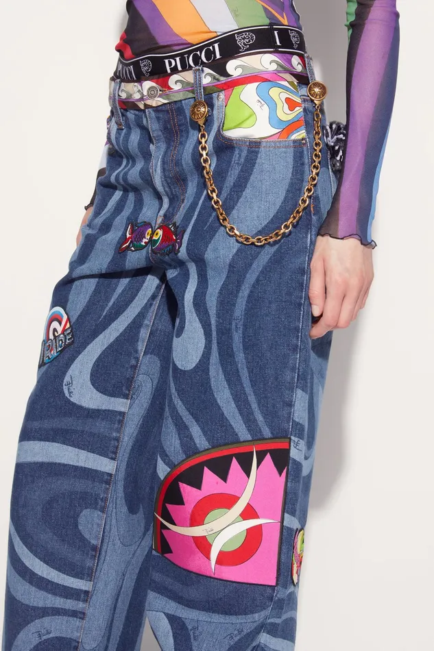 Pants And Shorts Women PUCCI MarmoPrint Embellished Jeans