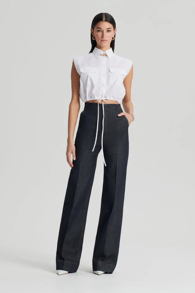 PARACHUTE CROP SHIRT WHITE Shirts Scanlan Theodore Women