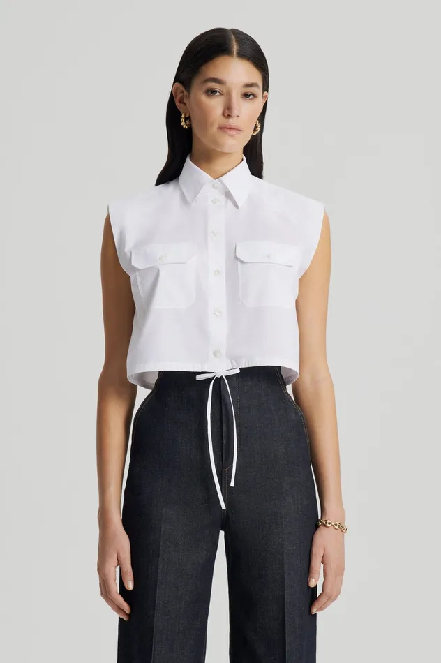PARACHUTE CROP SHIRT WHITE Shirts Scanlan Theodore Women