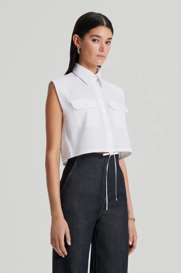 PARACHUTE CROP SHIRT WHITE Shirts Scanlan Theodore Women