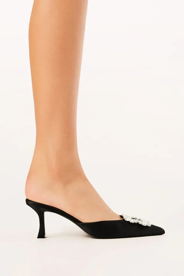 petalandpup Promise Heels 8211 Black Satin Black Satin Women Heels