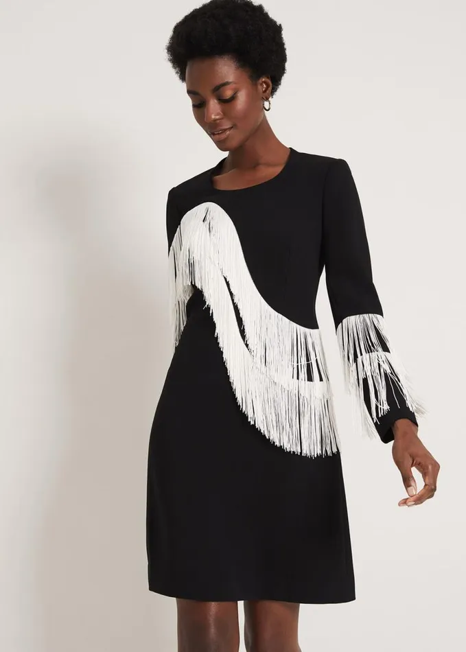 Phase Eight Abline Fringe Dress Blackwhite Women Dresses
