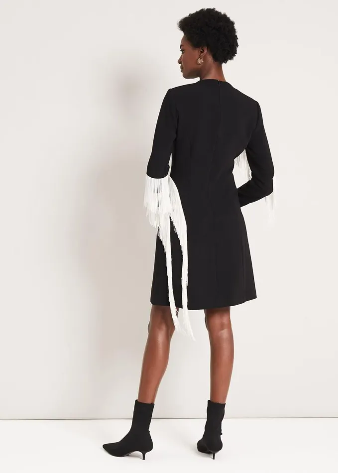Phase Eight Abline Fringe Dress Blackwhite Women Dresses