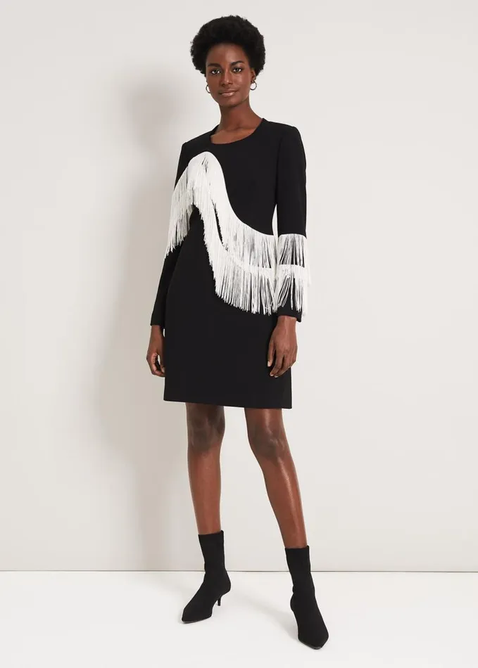 Phase Eight Abline Fringe Dress Blackwhite Women Dresses