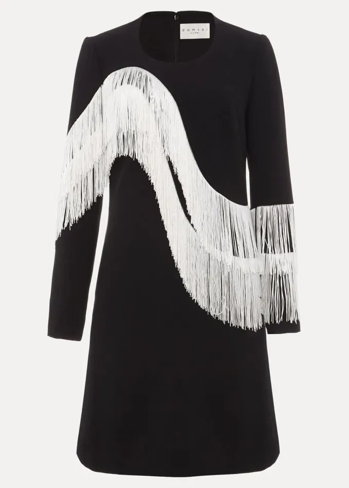 Phase Eight Abline Fringe Dress Blackwhite Women Dresses