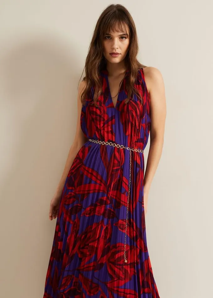 Phase Eight Adelaide Pleated Midaxi Dress Violet Women Dresses