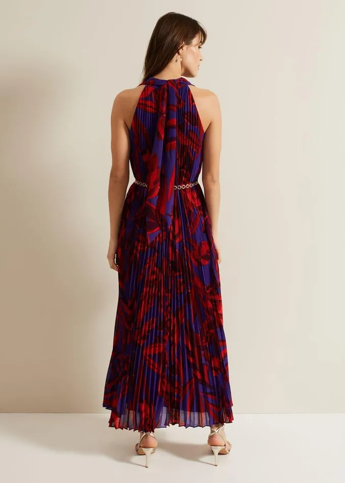 Phase Eight Adelaide Pleated Midaxi Dress Violet Women Dresses