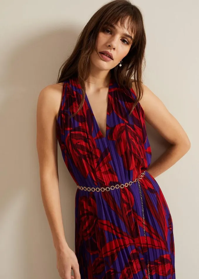 Phase Eight Adelaide Pleated Midaxi Dress Violet Women Dresses