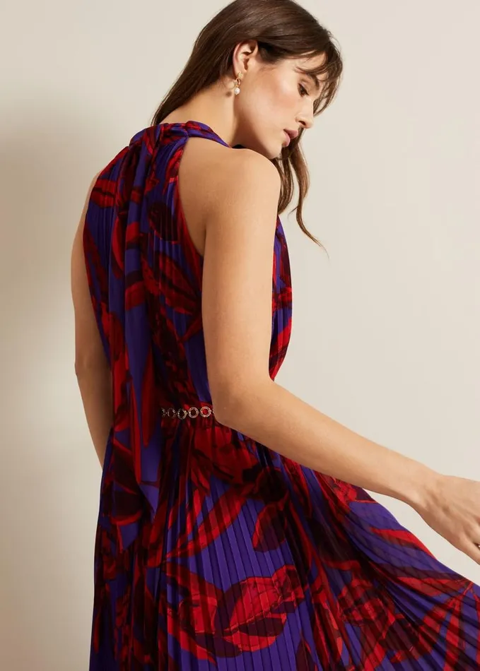 Phase Eight Adelaide Pleated Midaxi Dress Violet Women Dresses