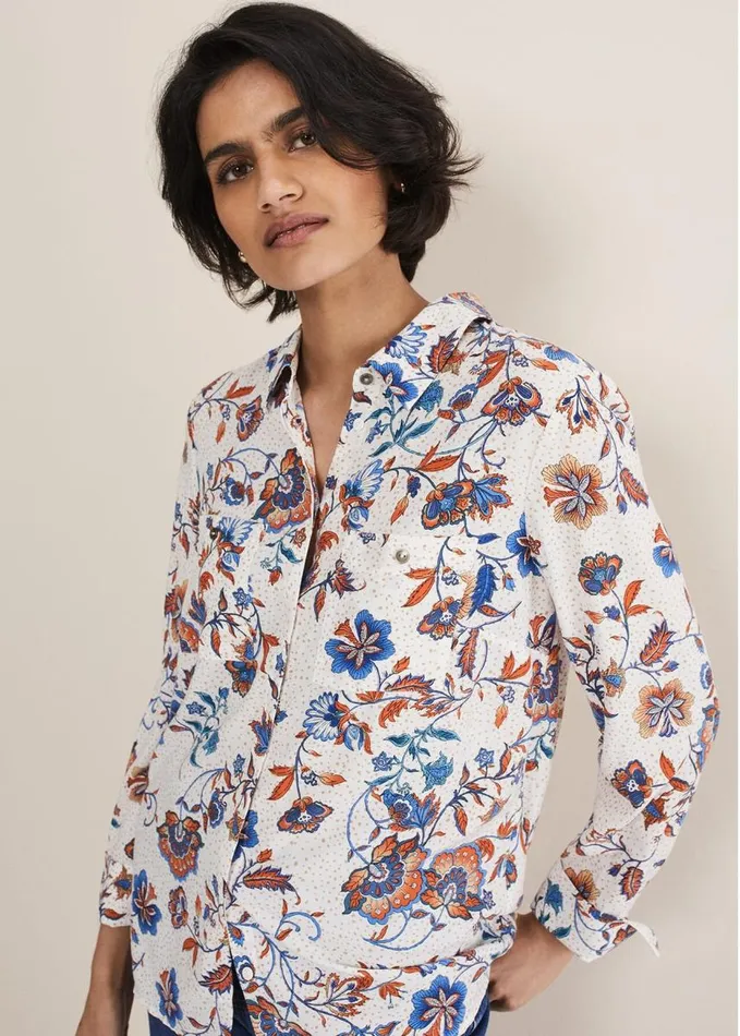 Phase Eight Adriel Floral Shirt Creammulti Women Shirts and Blouses
