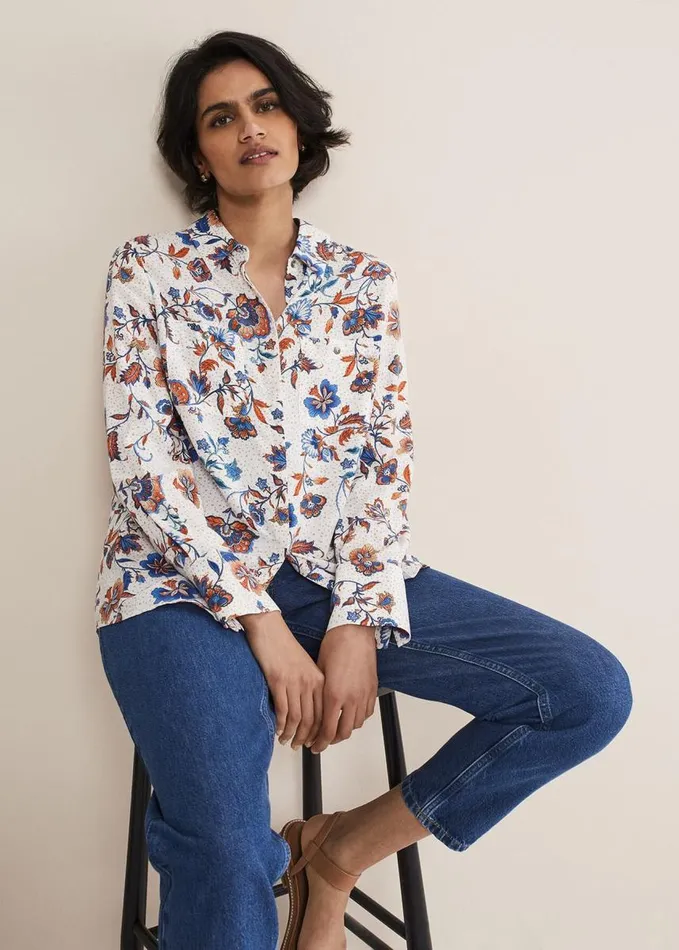 Phase Eight Adriel Floral Shirt Creammulti Women Shirts and Blouses