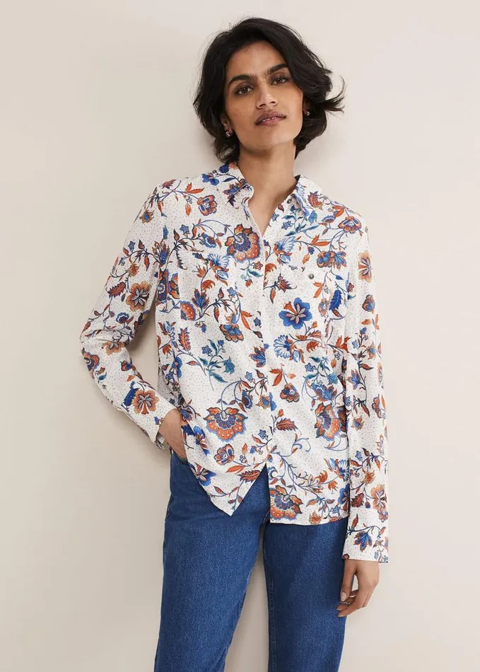 Phase Eight Adriel Floral Shirt Creammulti Women Shirts and Blouses
