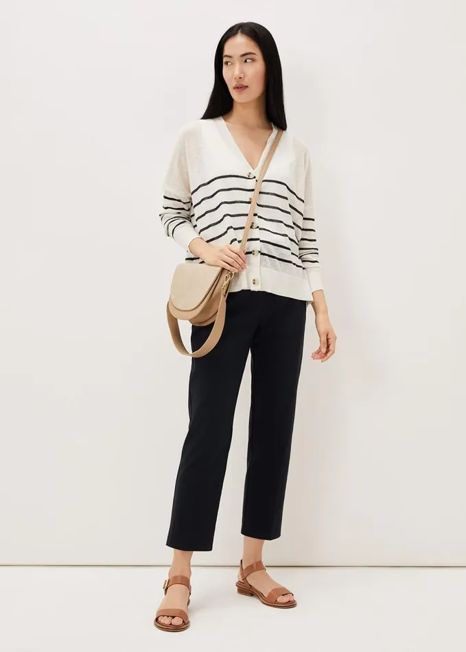 Phase Eight Alana Linen Breton Stripe Top Navywhite Women Knitwear