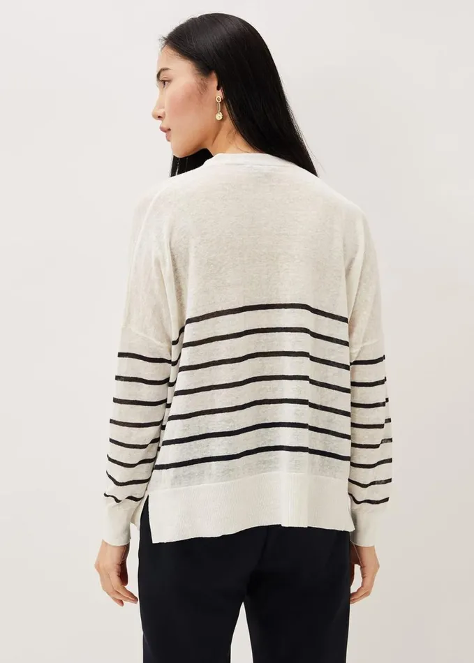 Phase Eight Alana Linen Breton Stripe Top Navywhite Women Knitwear