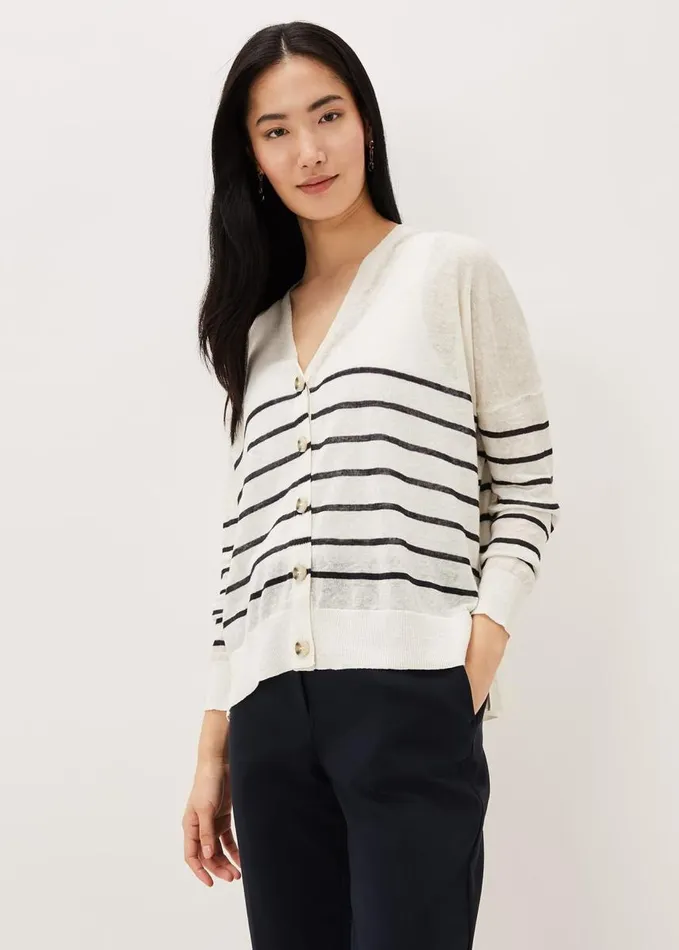 Phase Eight Alana Linen Breton Stripe Top Navywhite Women Knitwear