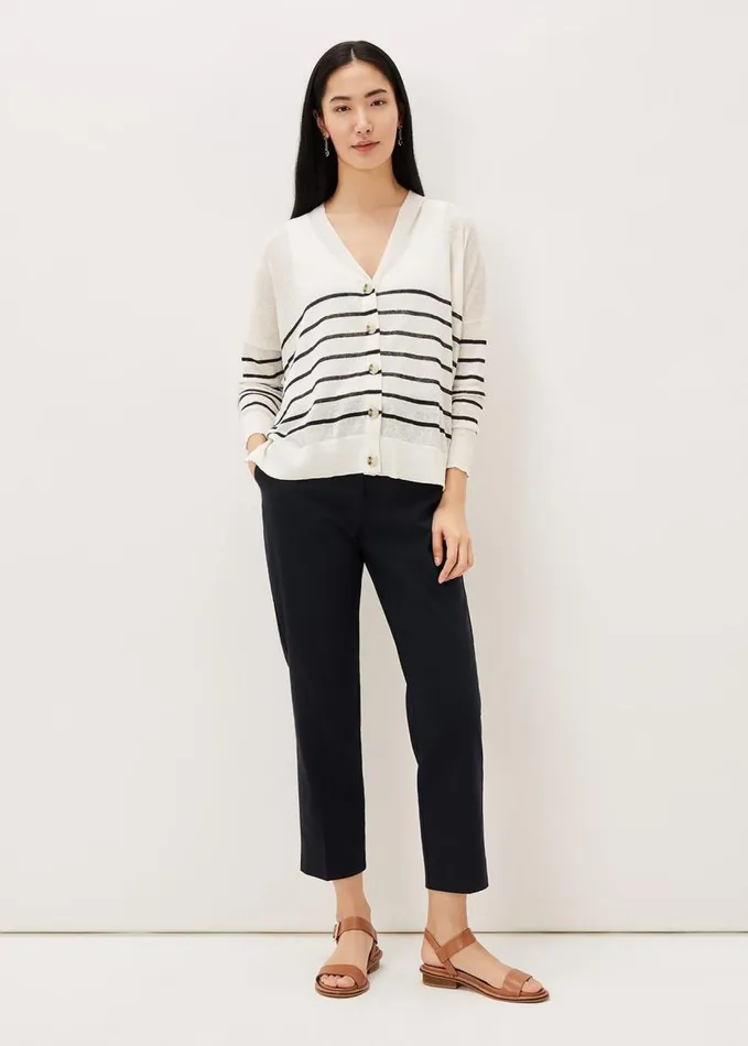 Phase Eight Alana Linen Breton Stripe Top Navywhite Women Knitwear