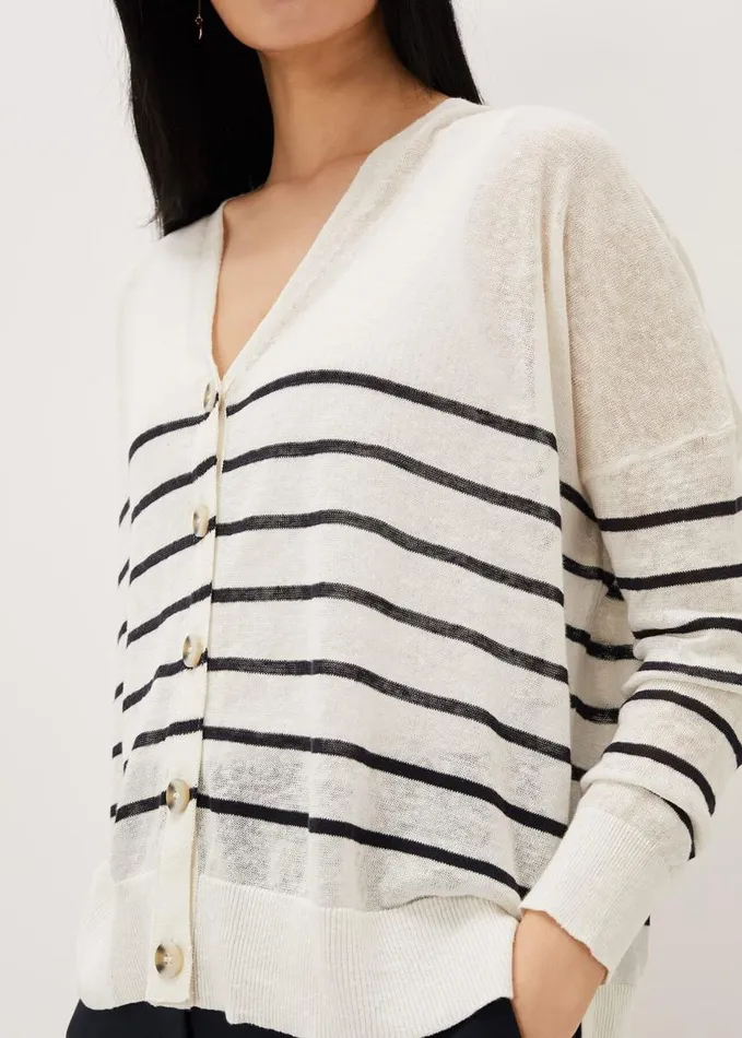 Phase Eight Alana Linen Breton Stripe Top Navywhite Women Knitwear