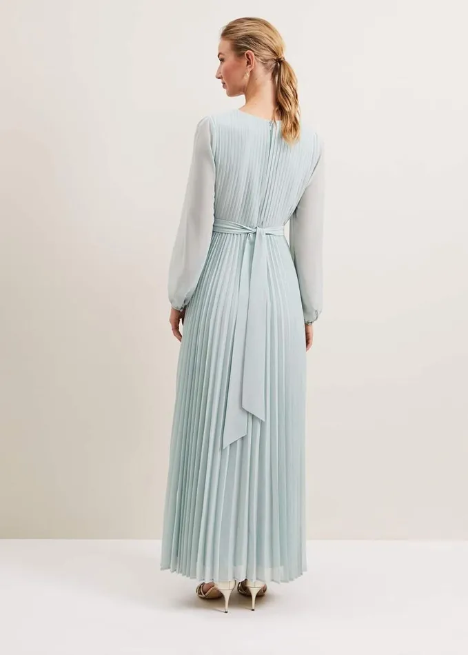 Phase Eight Alecia Pleat Maxi Dress Pale Blue Women Dresses