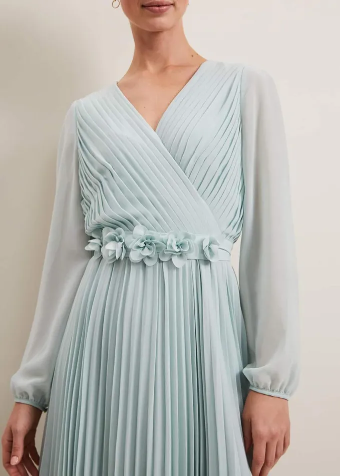 Phase Eight Alecia Pleat Maxi Dress Pale Blue Women Dresses
