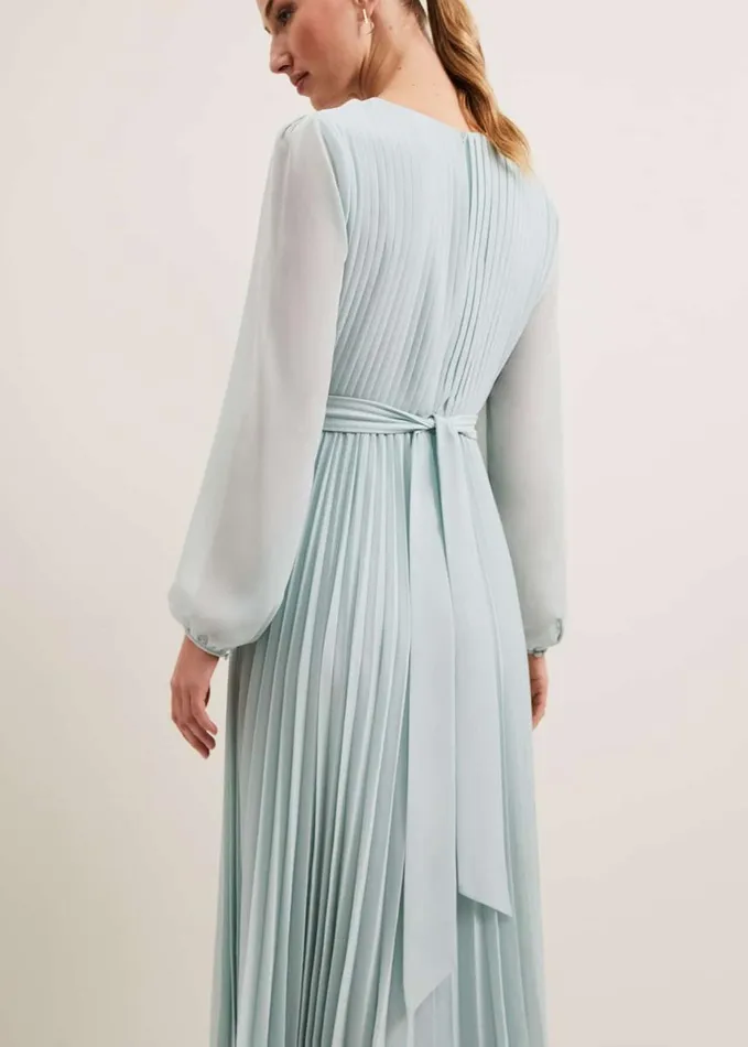 Phase Eight Alecia Pleat Maxi Dress Pale Blue Women Dresses