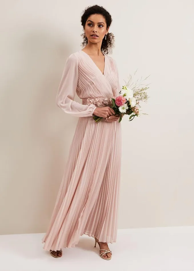 Phase Eight Alecia Pleated Maxi Dress Antique Rose Women Dresses