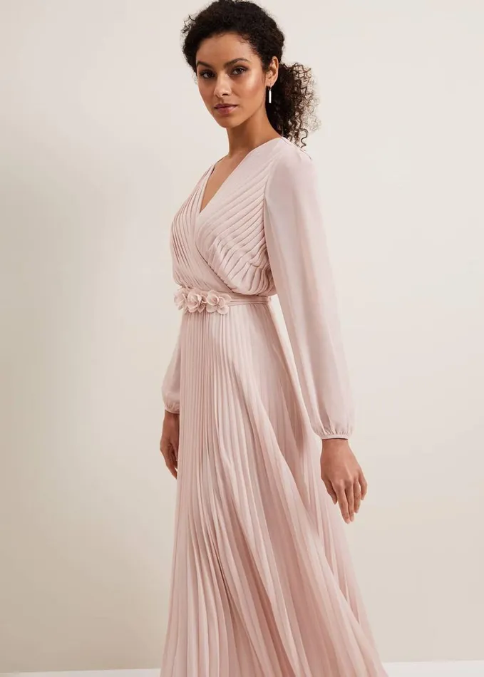 Phase Eight Alecia Pleated Maxi Dress Antique Rose Women Dresses