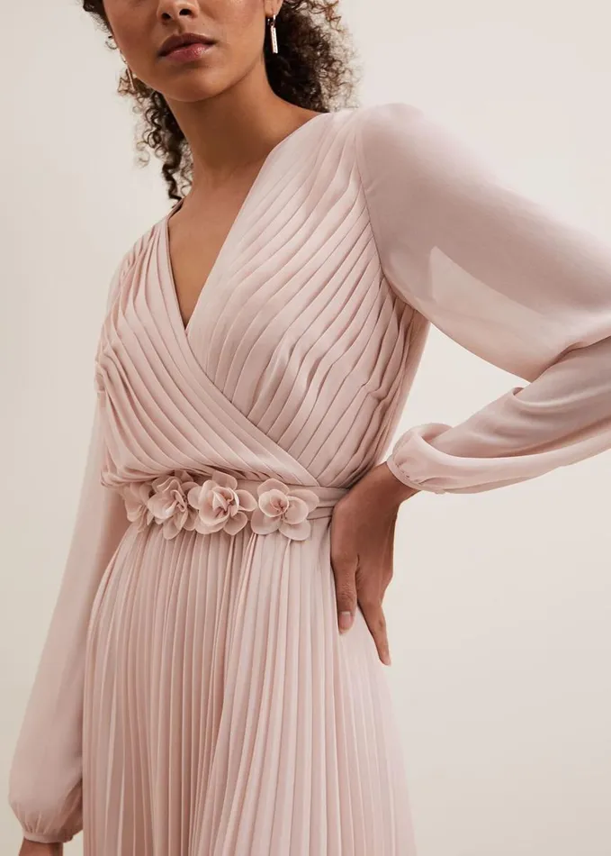 Phase Eight Alecia Pleated Maxi Dress Antique Rose Women Dresses