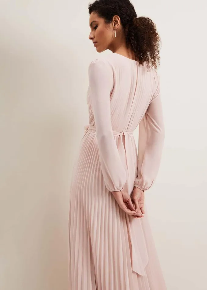 Phase Eight Alecia Pleated Maxi Dress Antique Rose Women Dresses