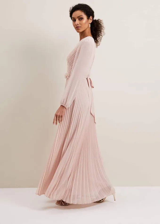 Phase Eight Alecia Pleated Maxi Dress Antique Rose Women Dresses