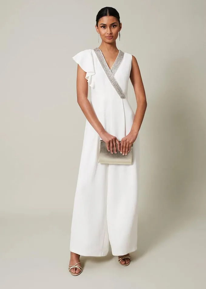 Phase Eight Alexis White Beaded Jumpsuit White Women Dresses