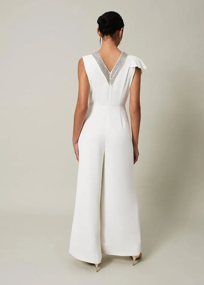 Phase Eight Alexis White Beaded Jumpsuit White Women Dresses