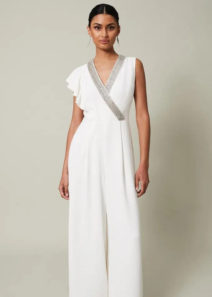 Phase Eight Alexis White Beaded Jumpsuit White Women Dresses