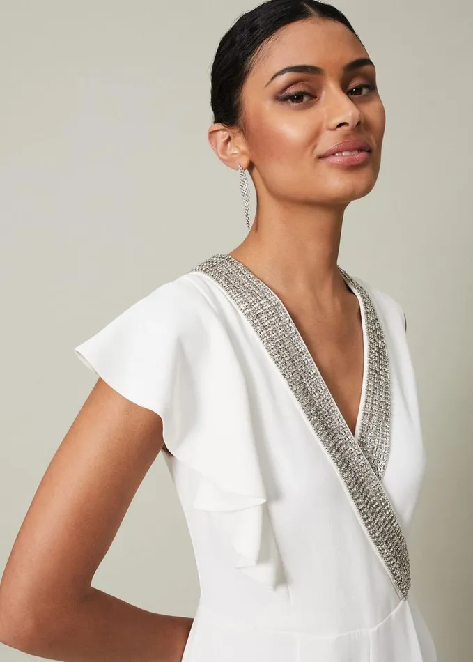 Phase Eight Alexis White Beaded Jumpsuit White Women Dresses