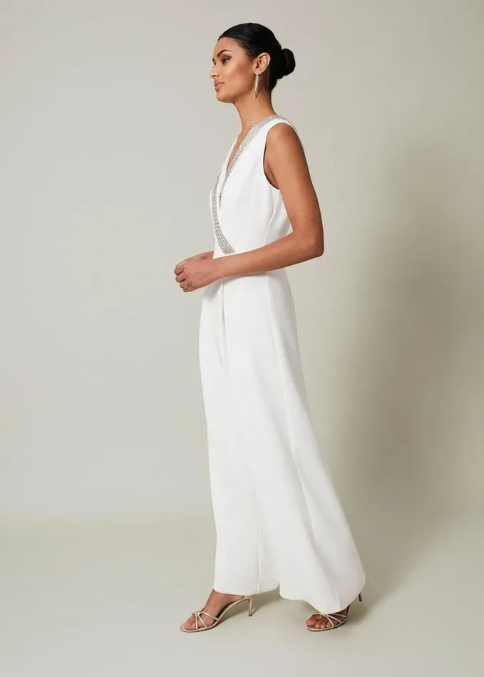 Phase Eight Alexis White Beaded Jumpsuit White Women Dresses
