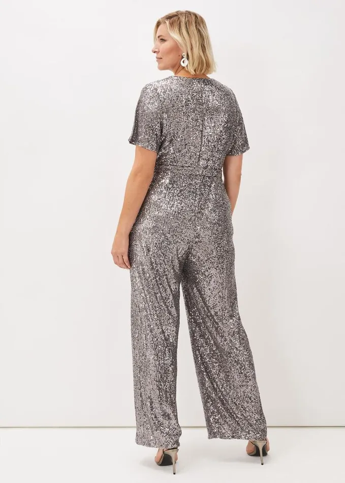 Phase Eight Allesandra Sequin Jumpsuit Pewter Women Dresses