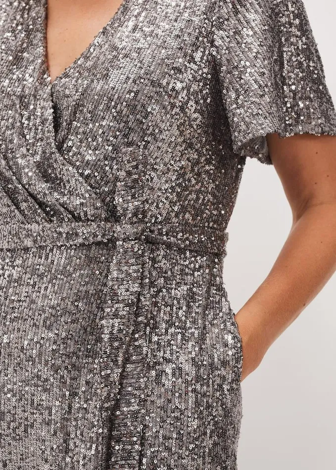 Phase Eight Allesandra Sequin Jumpsuit Pewter Women Dresses