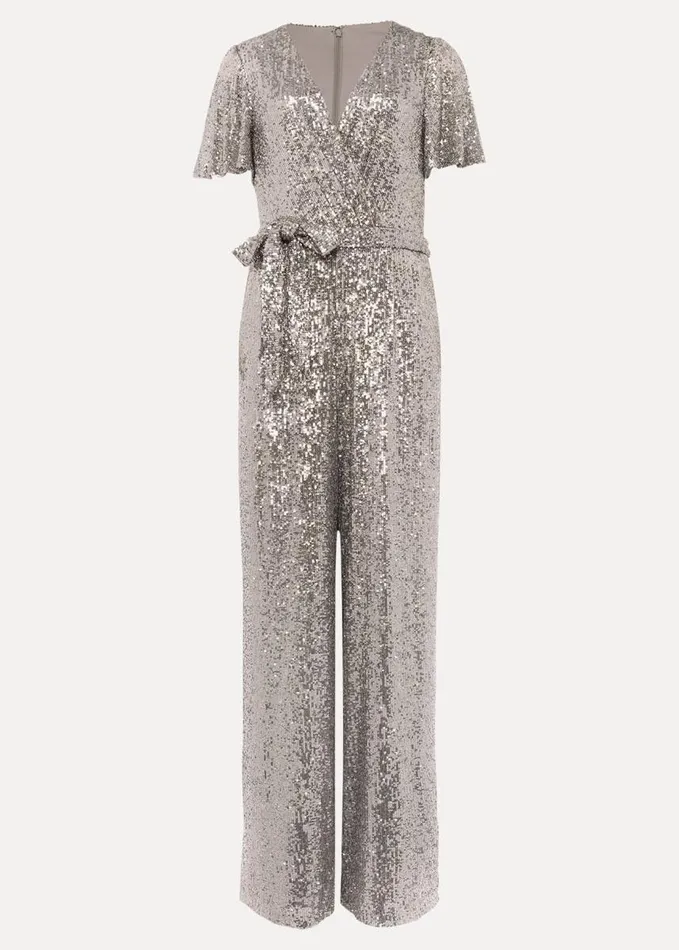 Phase Eight Allesandra Sequin Jumpsuit Pewter Women Dresses