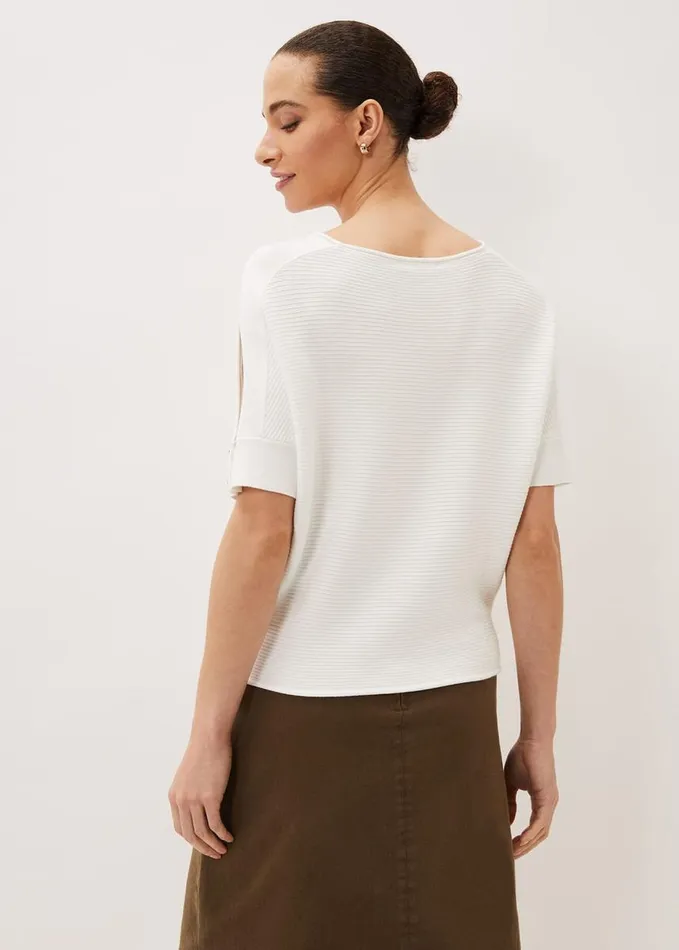 Phase Eight Alma Texture Cutout Sleeve Jumper White Women Knitwear
