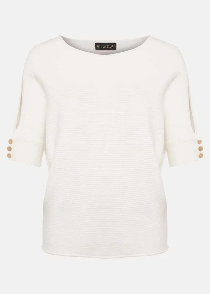Phase Eight Alma Texture Cutout Sleeve Jumper White Women Knitwear