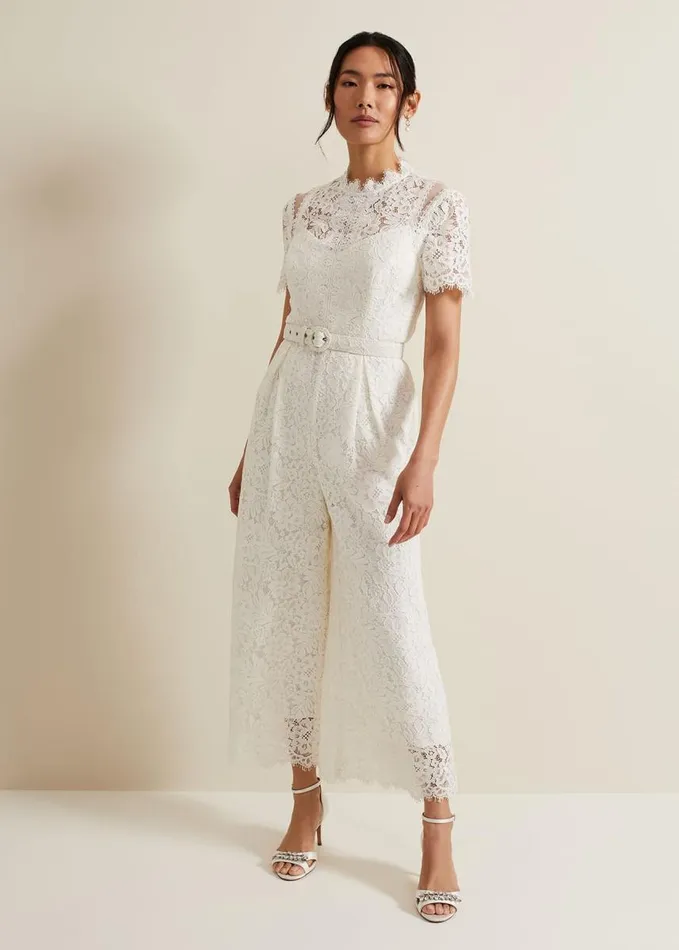 Phase Eight Amaliah Lace Jumpsuit Ivory Women Dresses
